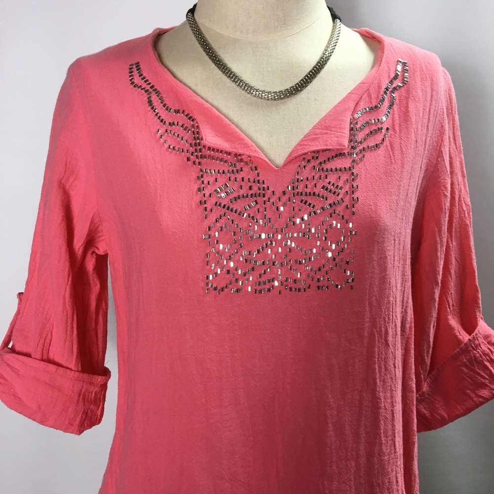 Susan Graver Blouse Womens Size M Peach